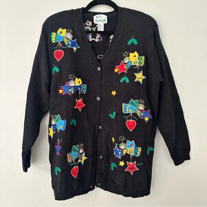 Quacker Factory Christmas Holiday Sweater Vintage colorful angels Size Medium